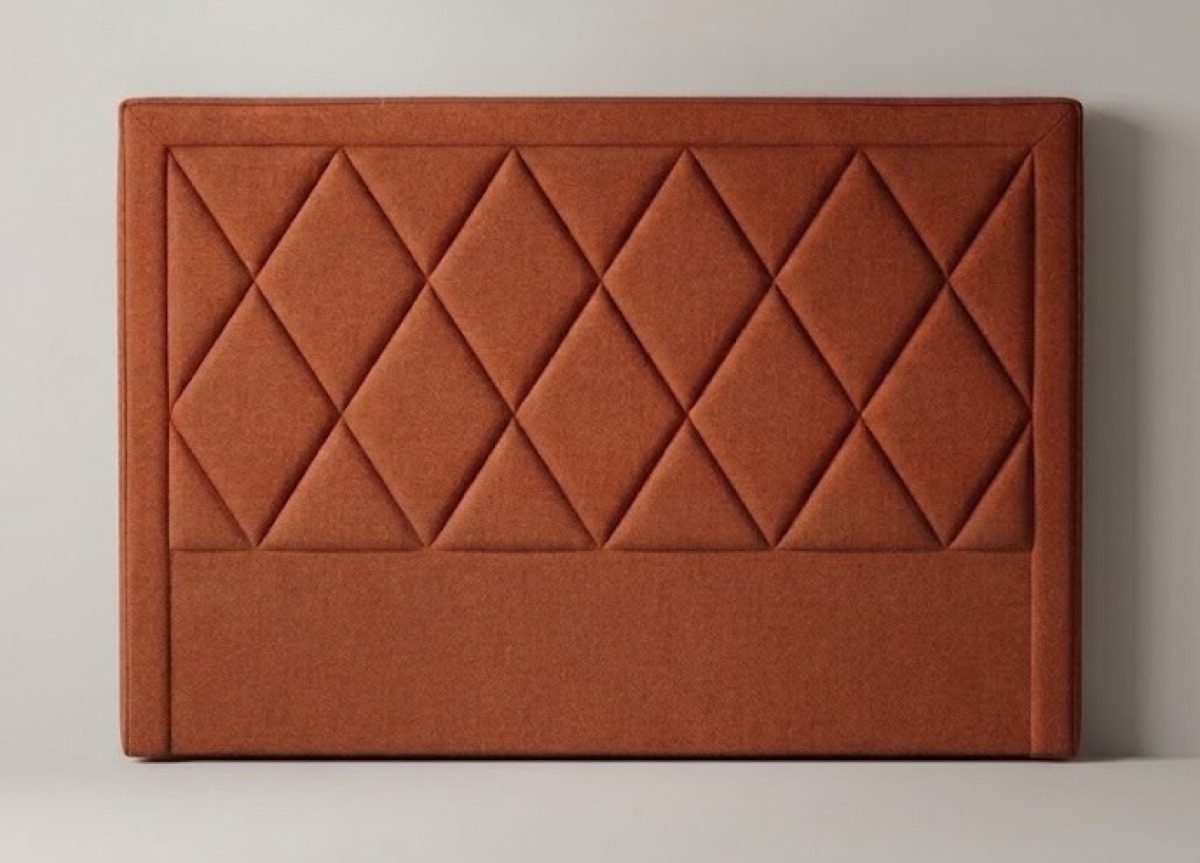 Headboard with diamond quilting, from the front
